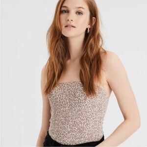 American Eagle Outfitters cheetah Animal Print Strapless Crop Top